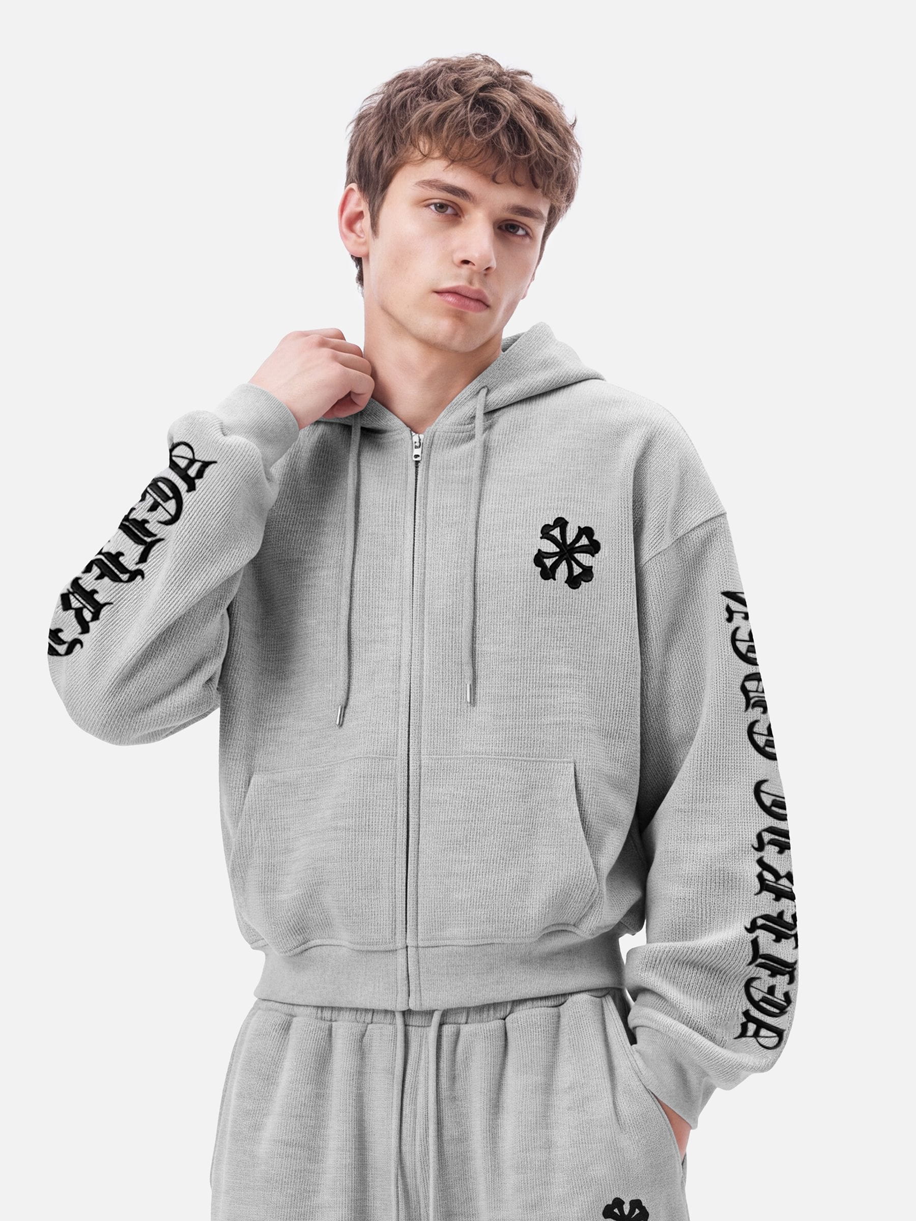 Aelfric Eden Boxy Waffle Zip Up Hoodie